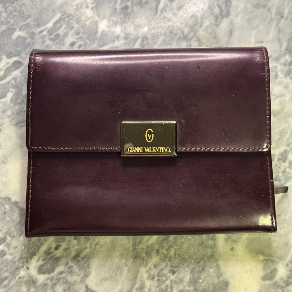 Vintage Gianni Valentino Maroon Burgundy Wallet Clutch Snap Closure
